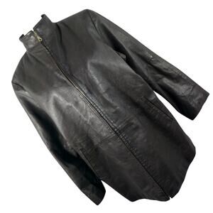 VERANESI! LUXE ESPRESSO BROWN GENUINE LEATHER ZIPPER FRONT JACKET! SZ 14W